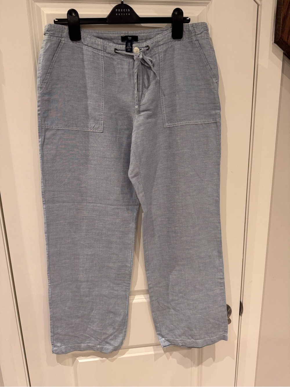 GAP Light Blue Searsucket Drawstring Linen-Blend, size 12